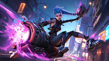 Cyberpunk Jinx, jinx-league-of-legends, vi-league-of-legends, arcane, games, artwork, video-games, pixiv HD wallpaper