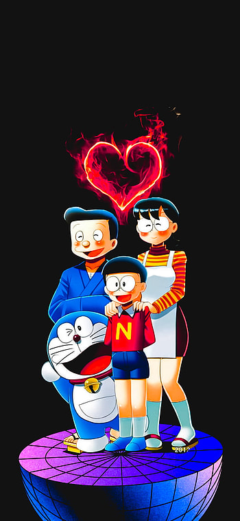 Nobita & Doremon black, head, organ HD phone wallpaper
