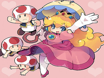 chibi peach, peach, mario, nintendo, girl, videogames, chibi, toad, princess peach, women, female HD wallpaper