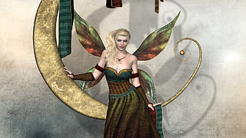 Fairy, wings, fantasy, green, luminos, girl HD wallpaper