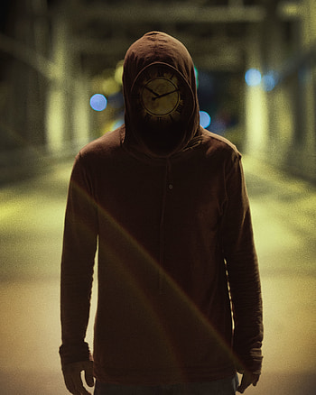 Clock, Glare, Silhouette, Miscellanea, Miscellaneous, Mask, Hood HD phone wallpaper