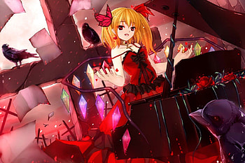 FLandre Scarlet, Girl, Classic, Wall, Saccubus, Beauty, Touhou, Anime, Game HD wallpaper