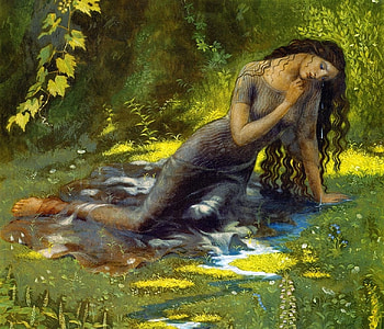 The source, green, kinuko y craft, kinuko i craf, art, fantasy, girl HD wallpaper