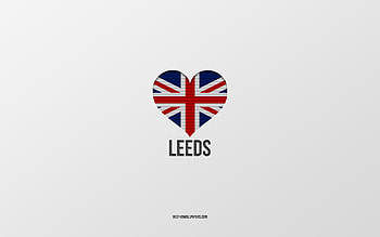 I Love Leeds, British cities, Day of Leeds, gray background, United Kingdom, Leeds, British flag heart, favorite cities, Love Leeds HD wallpaper