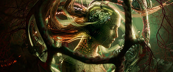 Fantasy girl, orencloud biochamber, fantasy, green, face, luminos, girl HD wallpaper