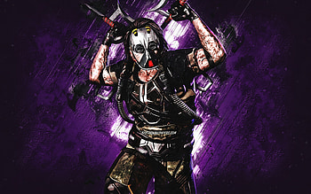 Black Dragon Kabal, Mortal Kombat Mobile, Black Dragon Kabal MK Mobile, Mortal Kombat, purple stone background, Mortal Kombat Mobile characters, grunge art, Black Dragon Kabal Mortal Kombat HD wallpaper