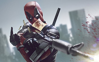 Deadpool Middle, deadpool, superheroes, artwork, artstation HD wallpaper