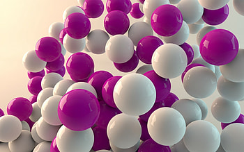Balls, purple, pink, white, abstract, ball, 3D HD wallpaper
