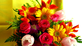 Flower bouquet, Colorful arrangement, Captivating beauty, Eye-catching HD wallpaper