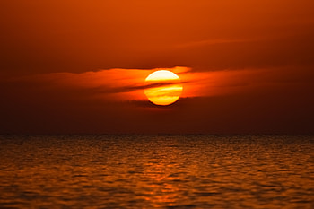 Sunset, sea, clouds, nature HD wallpaper