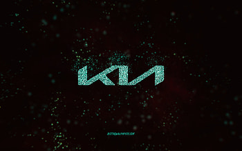 Kia glitter logo, , black background, Kia logo, turquoise glitter art, Kia, creative art, Kia turquoise glitter logo HD wallpaper