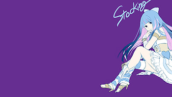 Panty & Stocking, gothic, purple, goth, blue hair, panty and stocking with garterbelt, stocking, lolita HD wallpaper