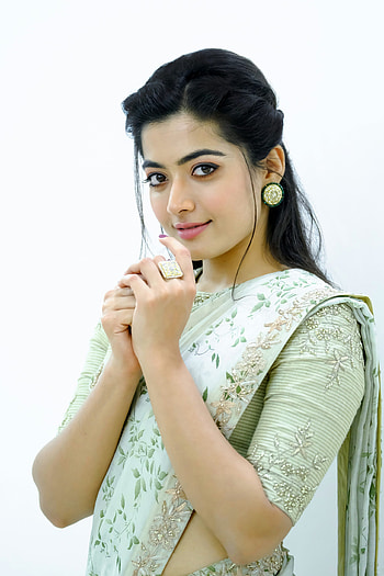 rashmika, lip, green, chin, white HD phone wallpaper