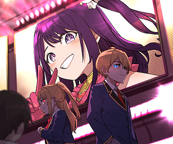 Oshi no Ko - Ai, Ruby & Aquamarine Hoshino Spotlight, Aquamarine Hoshino, Ruby Hoshino, Ai Hoshino, Anime, Oshi no Ko HD wallpaper
