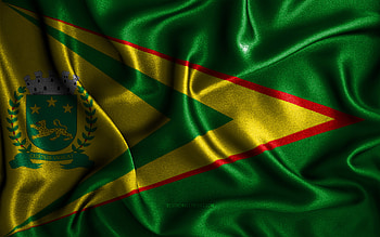 Bauru flag, , silk wavy flags, brazilian cities, Day of Bauru, Flag of Bauru, fabric flags, 3D art, Bauru, cities of Brazil, Bauru 3D flag HD wallpaper