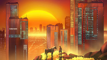 Neon Cowboy, cowboy, retrowave, synthwave, artist, artwork, digital-art, artstation HD wallpaper