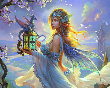 Fairy, dragon, fantasy, woman, magical HD wallpaper