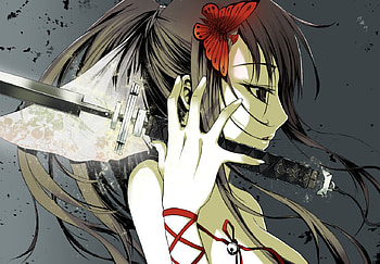 Warrior, women, anime, red HD wallpaper