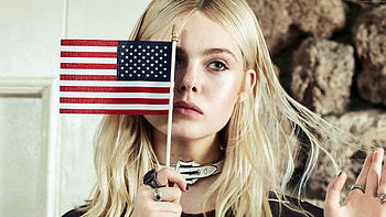 Elle Fanning, USA Flag, Ultra , Background HD wallpaper