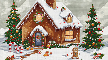 Holiday Pixel Art : Gingerbread House & Candy Cane, pixel art, gingerbread, gingerbread house, Gingerbread Man, candy cane HD wallpaper