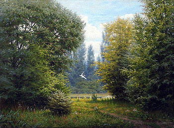 Filaretov AM summer denechek, art, nature, paintimg, tree HD wallpaper