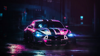 Ford Mustang , ford-mustang, ford, cars, neon, lights HD wallpaper