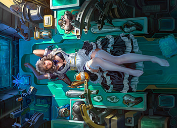 Fantasy girl, green, cyborg, view from the top, blue, fantasy, girl, jiayuan song HD wallpaper