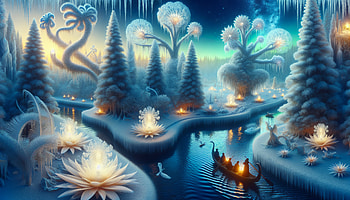 Enchanted Winter Wonderland, winter wonderland, fantasy landscape, winter scene, surreal art HD wallpaper