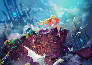 Fantasy Girl Long Hair In Dragon Dress, fantasy-girls, anime, artwork, artist, digital-art HD wallpaper