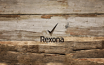 Rexona wooden logo, , wooden backgrounds, brands, Rexona logo, creative, wood carving, Rexona HD wallpaper