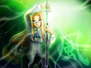 Emerald Wind, sexy, magic, sword, hot, cute, girl, blade, anime girl, anime, fantasy, light, green, weapon, female HD wallpaper
