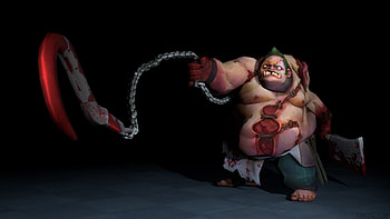 pudge butcher dota 2 art dual screen HD wallpaper