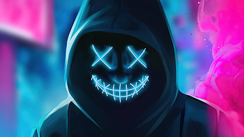 Neon Guy Mask Smiling , hoodie, mask, neon, artist, artwork, digital-art HD wallpaper