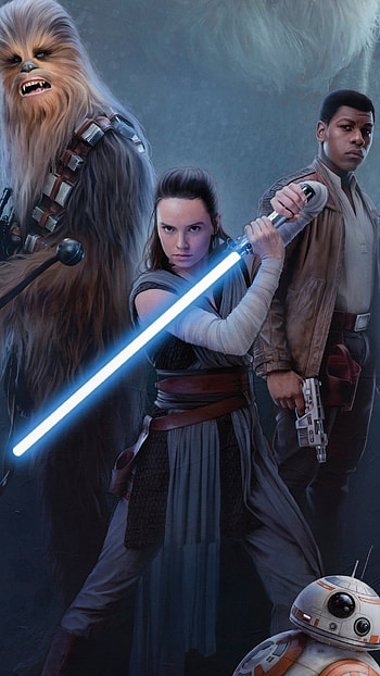 Chewbacca, Rey and BB-8, Finn (Star Wars) HD phone wallpaper