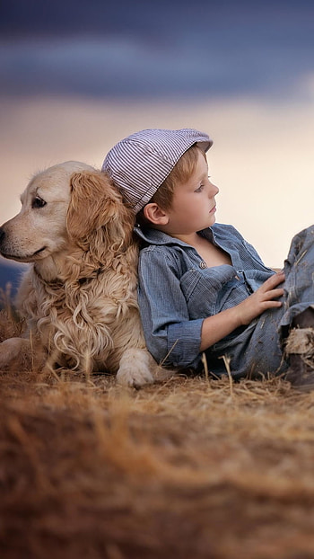 Friendship Day, Little Boy, Dog Friend HD phone wallpaper