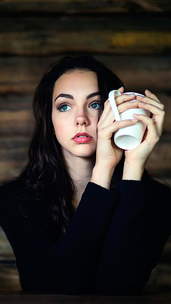 Girl, Cup of coffee, Xperia HD phone wallpaper