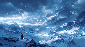 Snowbound Solitude — Anime Mountain, Snowy Mountain, Winter, Solitary, Snow, Anime Landscape HD wallpaper