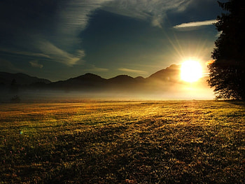 Landscape, Sunset, Fields HD wallpaper