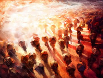 Its Raining, umbrellas, rain, hop, crowd, people HD wallpaper