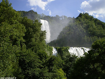 Marmore Cascade, Umbria Italy, clouds, trees, streaming, sky, cascade, water HD wallpaper