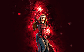 Scarlet Witch, , red neon lights, Fortnite Battle Royale, Fortnite characters, Scarlet Witch Skin, Fortnite, Scarlet Witch Fortnite HD wallpaper