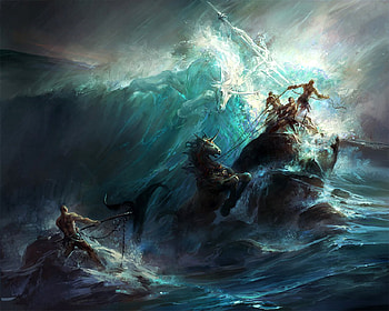 Posidon's Wrath, greek, magic, gods, fantasy, diety, water, ocean HD wallpaper