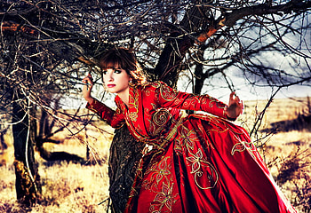 Red dress, models, dress, female, red HD wallpaper