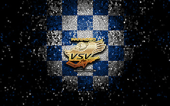 EC VSV, glitter logo, ICE Hockey League, blue white checkered background, hockey, austrian hockey team, EC VSV logo, mosaic art HD wallpaper