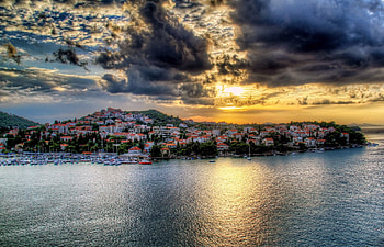 Croatia houses, Sea sky coast, Dubrovnik clouds, R cities HD wallpaper