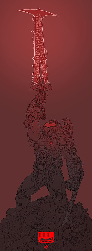 Doom eternal, art, painting HD phone wallpaper