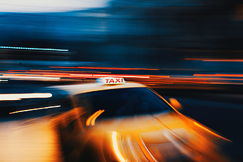 Taxi, Shine, Light, Miscellanea, Miscellaneous, Movement, Traffic, Blur, Smooth, Long Exposure HD wallpaper