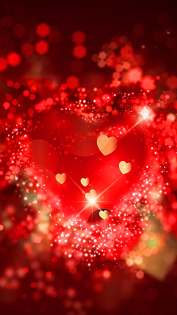 glitter, red, artistic, heart HD phone wallpaper