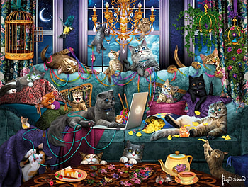 :), kitten, brigid ashwood, pisici, art, painting, pictura, brigid ahwood, cat HD wallpaper