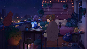 LoFi Hip Hop Radio girl on the balcony - girls live [ ], Lo-Fi PC HD wallpaper